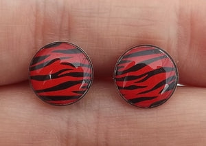 Zebra Print Dome Stud Earrings