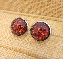 Load image into Gallery viewer, Red &amp; Gold Glittery Foil Stud Earrings
