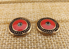 Load image into Gallery viewer, Red &amp; Gold Tone Round Stud Earrings
