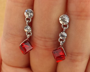 3D Cube Drop Earrings, Stud Setting (3 colour options)