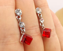 Load image into Gallery viewer, 3D Cube Drop Earrings, Stud Setting (3 colour options)
