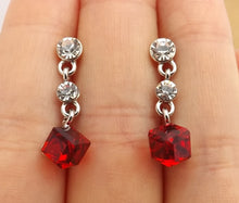 Load image into Gallery viewer, 3D Cube Drop Earrings, Stud Setting (3 colour options)
