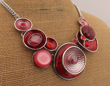 Load image into Gallery viewer, Red &amp; Silver Tone Collar Necklace
