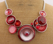 Load image into Gallery viewer, Red &amp; Silver Tone Collar Necklace

