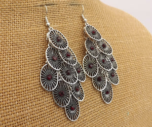 Grey & Silver Tone  Drop Earrings