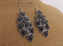 Load image into Gallery viewer, Red &amp; Silver Tone Heart Drop Earrings
