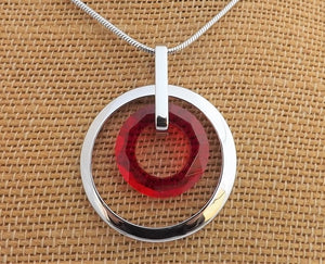 Silver Tone Round Drop Pendant Necklace (4x colour options)