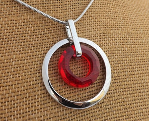 Silver Tone Round Drop Pendant Necklace (4x colour options)