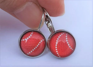 Red & White Pattern - Dome Earrings