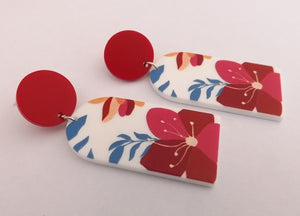 Red, White & Blue Floral Acrylic Earrings
