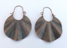 Load image into Gallery viewer, Ribboned Blue &amp; Copper Tone Drop Earrings
