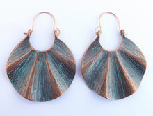 Load image into Gallery viewer, Ribboned Blue &amp; Copper Tone Drop Earrings
