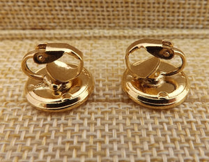 Round Gold Tone Clip on Earrings