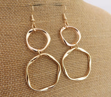 Load image into Gallery viewer, Round Double Drop Earrings (gold or silver)
