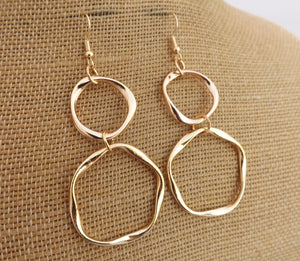 Round Double Drop Earrings (gold or silver)