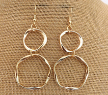 Load image into Gallery viewer, Round Double Drop Earrings (gold or silver)
