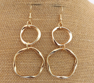 Round Double Drop Earrings (gold or silver)