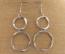 Load image into Gallery viewer, Round Double Drop Earrings (gold or silver)
