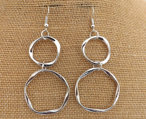 Round Double Drop Earrings (gold or silver)