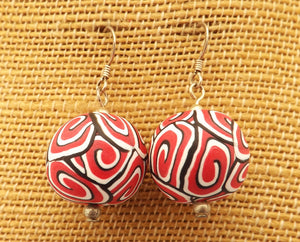 Salmon Chunky Handmade  Kathryn Design Bead Earrings on Sterling Silver Hooks