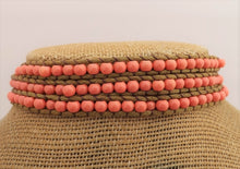 Load image into Gallery viewer, Salmon Orange &amp; Faux Brown Leather Long Strand Bracelet
