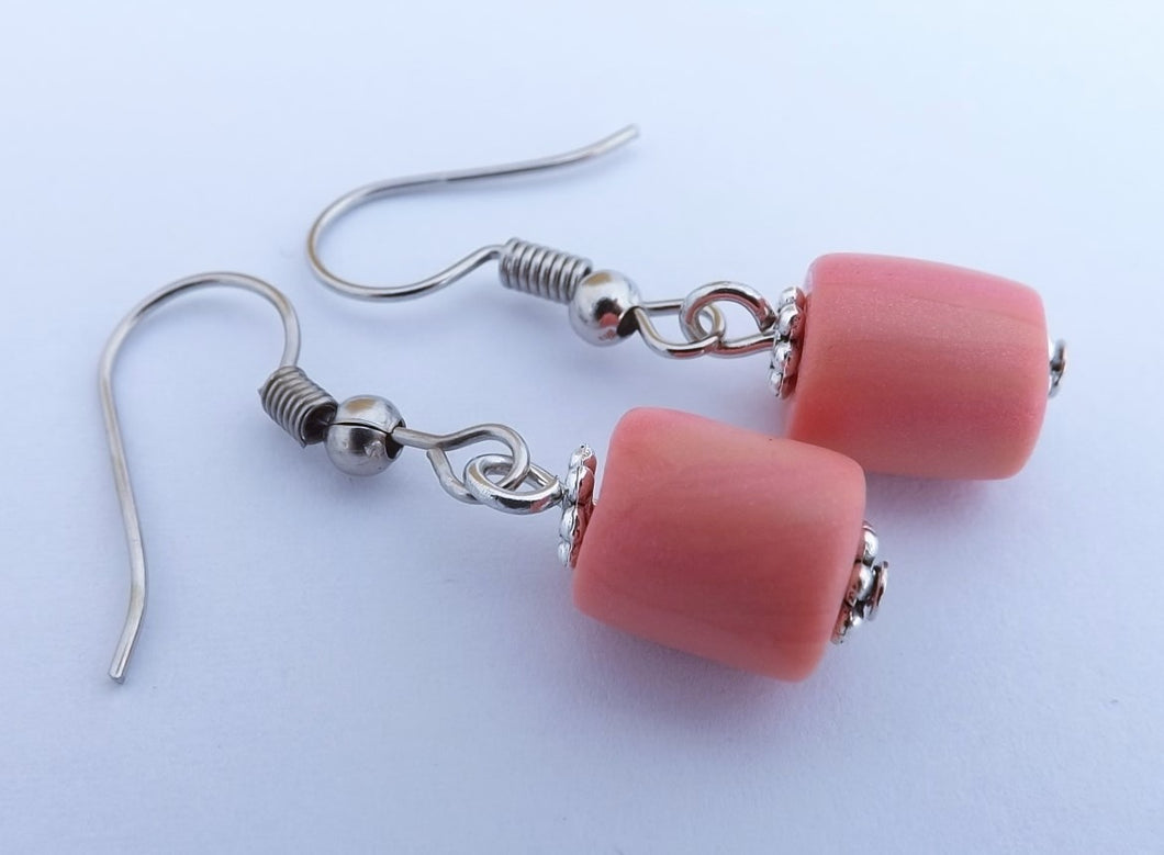 Salmon Pink Kathryn Design Bead Drop Earrings