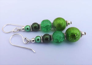 Shades of Green Bead Earrings