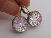 Load image into Gallery viewer, Silver Faceted Star Earrings on Lever Back Hooks
