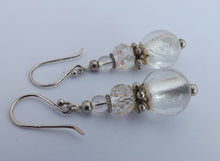 Load image into Gallery viewer, Silver Foil Glass Bead Earrings
