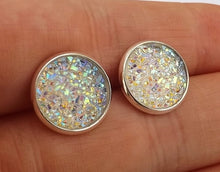 Load image into Gallery viewer, Silver Gold Blue Lustre Sparkly Stud Earrings
