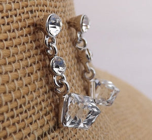 3D Cube Drop Earrings, Stud Setting (3 colour options)