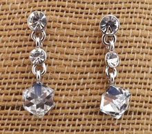 Load image into Gallery viewer, 3D Cube Drop Earrings, Stud Setting (3 colour options)
