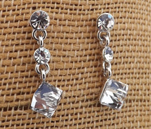 Load image into Gallery viewer, 3D Cube Drop Earrings, Stud Setting (3 colour options)
