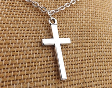 Load image into Gallery viewer, Silver Tone Cross Pendant Necklace
