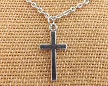 Load image into Gallery viewer, Silver Tone Cross Pendant Necklace
