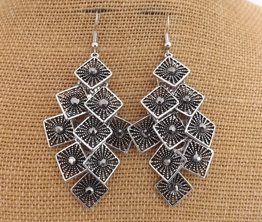 Silver Tone Drop Earrings