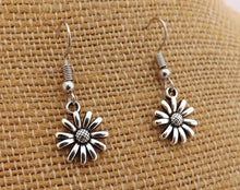 Load image into Gallery viewer, Silver Tone Flower Drop Earrings
