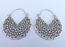 Load image into Gallery viewer, Silver Tone Hoop Drop Earrings (two colour options)
