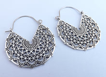 Load image into Gallery viewer, Silver Tone Hoop Drop Earrings (two colour options)
