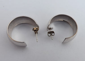 Silver Tone Hoop Stud Earrings