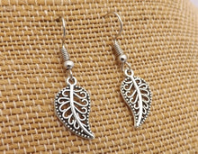 Load image into Gallery viewer, Silver Tone Leaf Earrings
