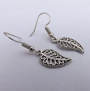 Silver Tone Leaf Earrings