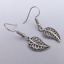 Load image into Gallery viewer, Silver Tone Leaf Earrings
