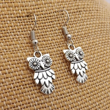 Load image into Gallery viewer, Silver Tone Owl Earrings
