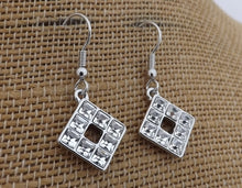 Load image into Gallery viewer, Silver Tone Rhinestone Drop Earrings
