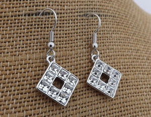 Silver Tone Rhinestone Drop Earrings