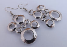 Load image into Gallery viewer, Silver Tone Rings Drop Earrings
