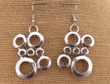 Load image into Gallery viewer, Silver Tone Rings Drop Earrings
