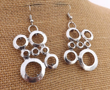 Load image into Gallery viewer, Silver Tone Rings Drop Earrings
