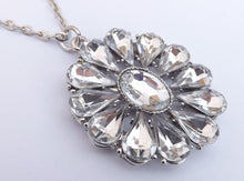 Load image into Gallery viewer, Silver Tone Round Bling Pendant Necklace
